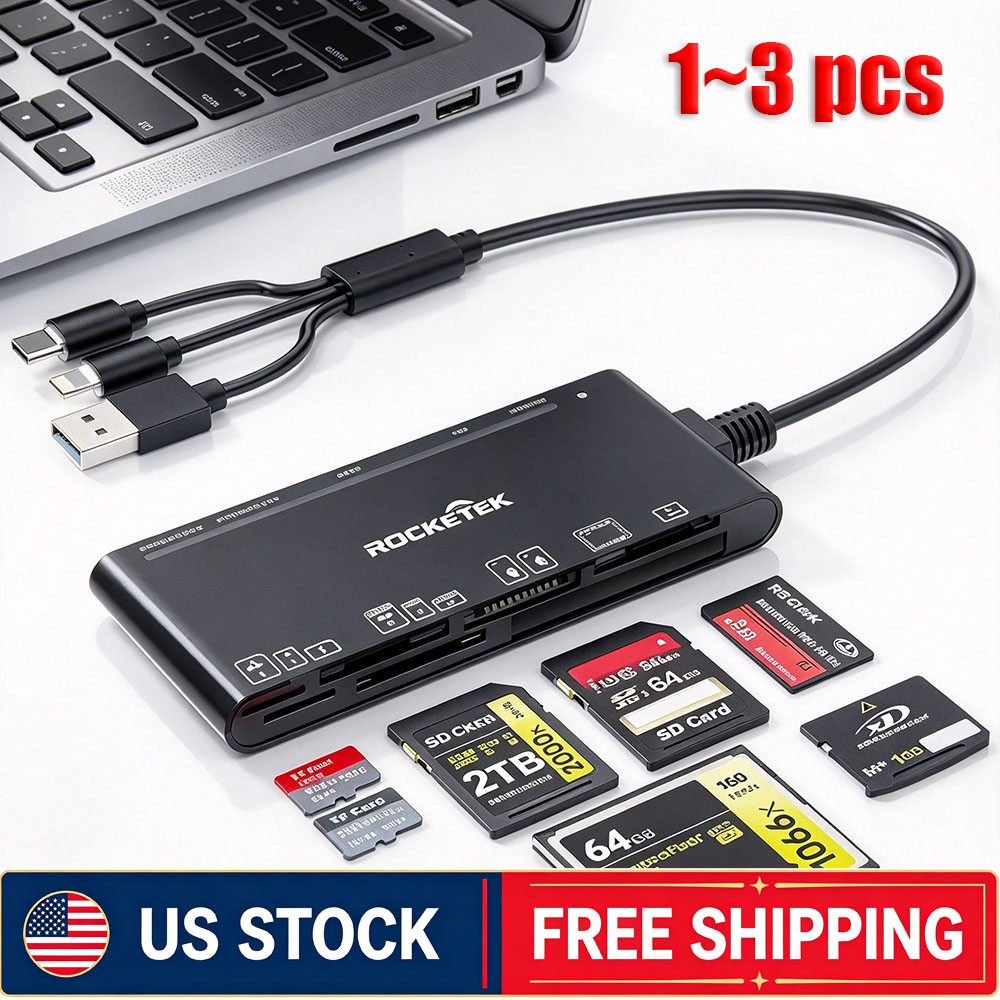 USB 3.0 Memory Card Reader, 7 in 1 Adapter Hub, for SD, CF, TF, Micro SD, XD, MS