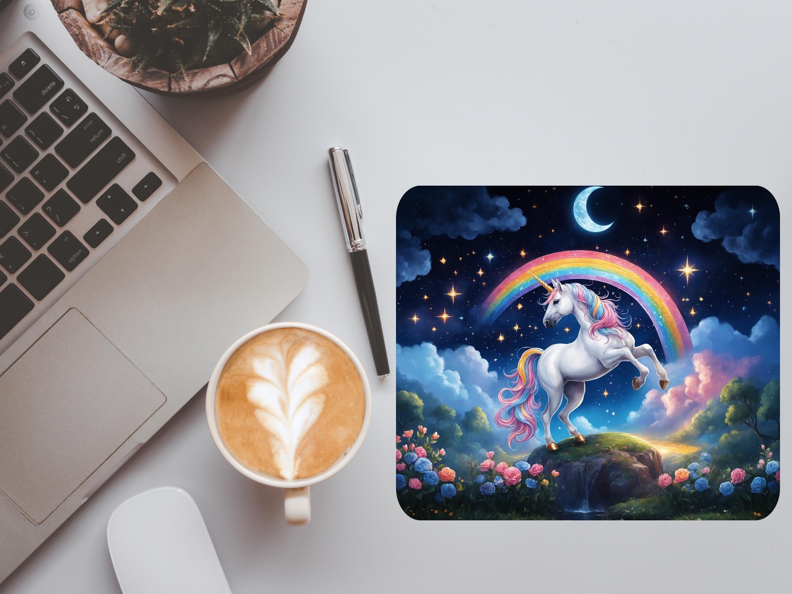Custom Unicorn Mouse Pad: Rainbow Design (Personalized Name)