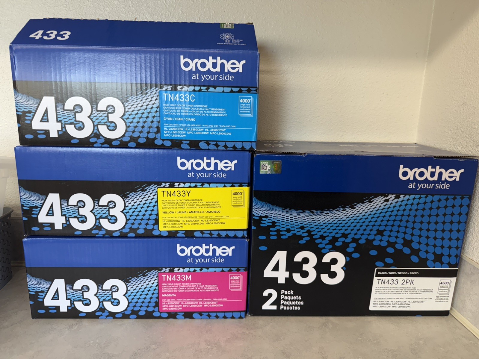 Brother TN433 High-Yield Toner Set Black, Cyan, Magenta, Yellow