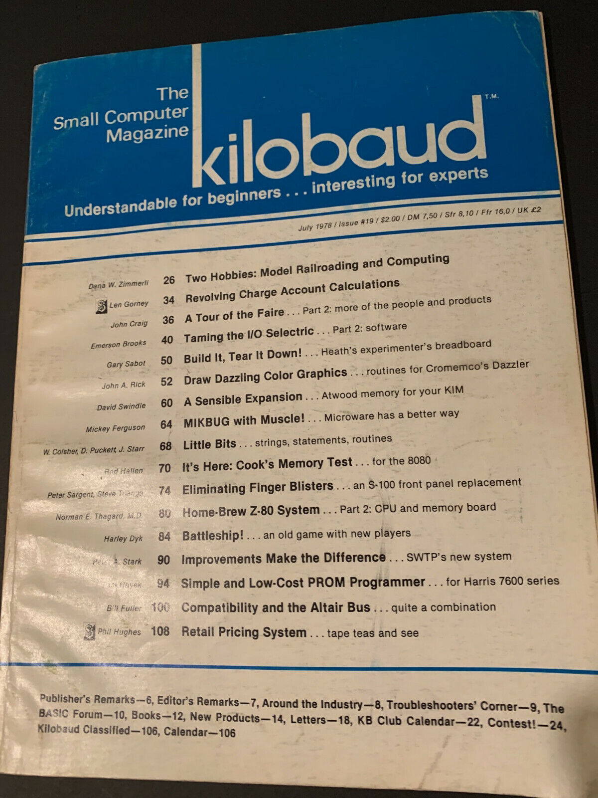 VINTAGE kilobaud Issue 19 MAGAZINE JULY 1978 RARE COLLECTIBLE UOS