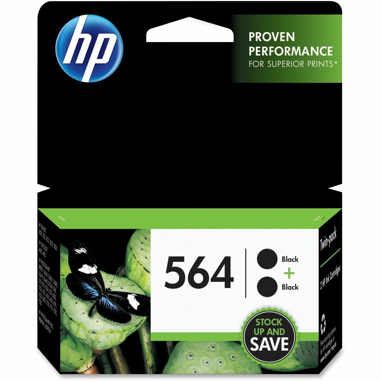 Lot 2 HP 564 Black Ink Cartridge 09/2022 - 4 Pack New In The Retail Box