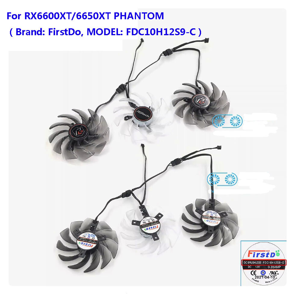 For ASROCK RX6600XT 6650XT 6700XT PHANTOM GAMING Graphics Card Cooling Fan