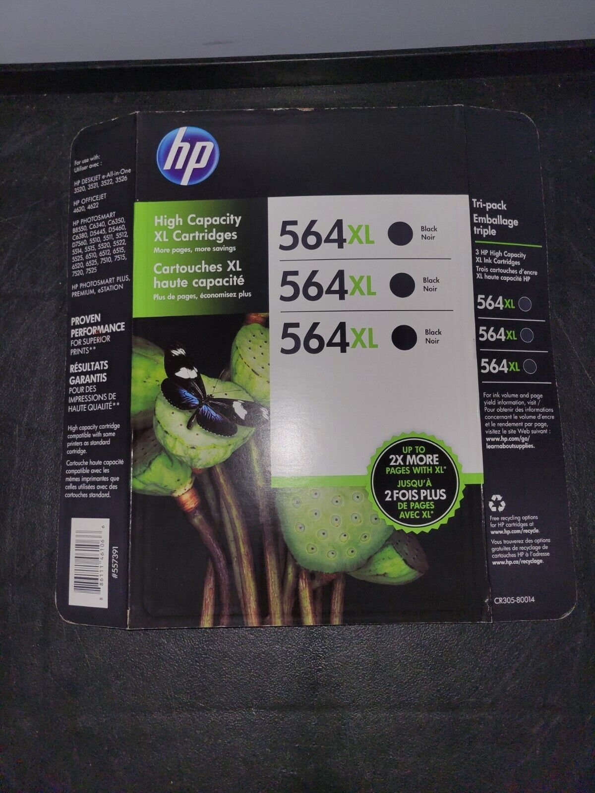 NEW Genuine HP 564XL Black Ink Cartridges 3 pack exp 08/2017