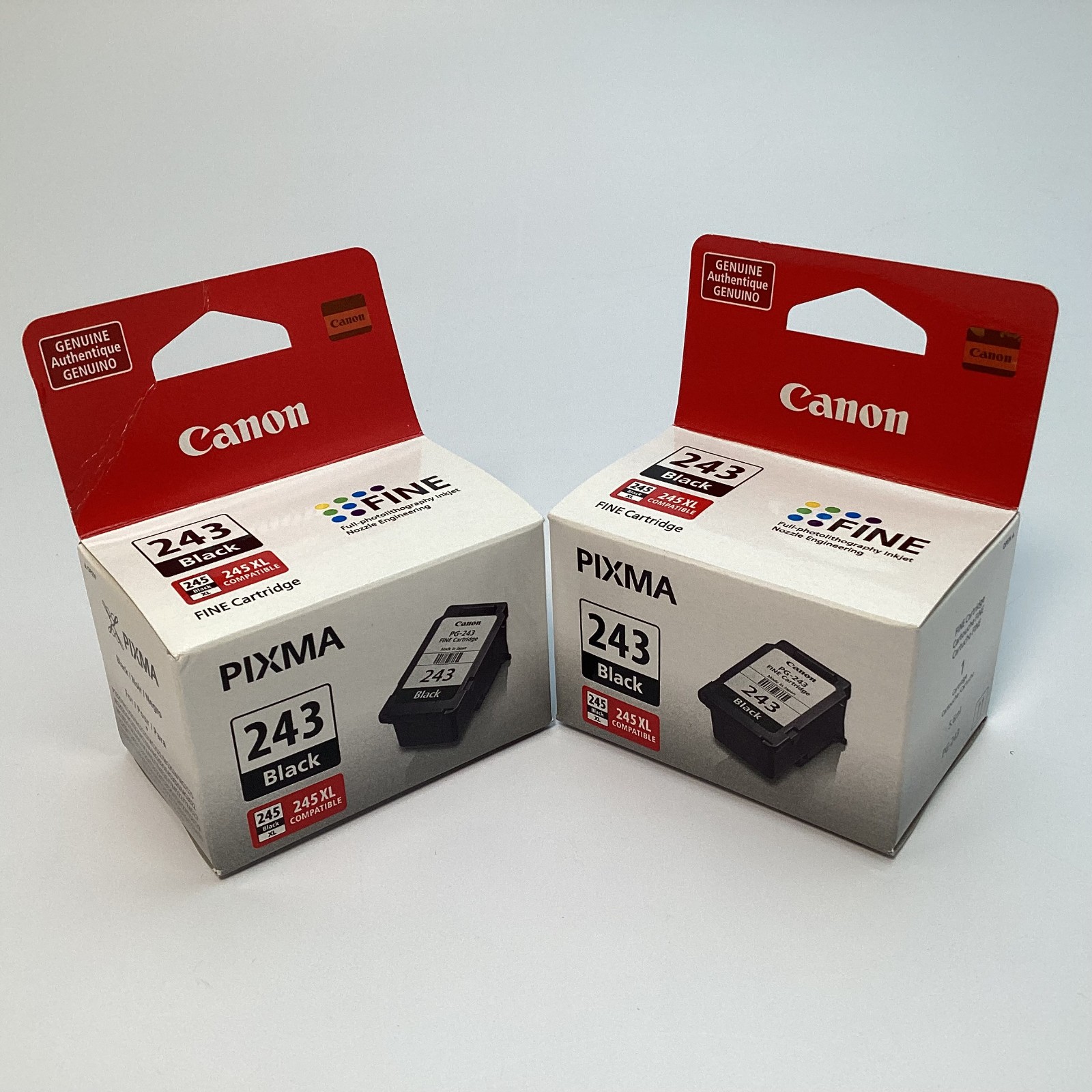 Lot of 2 Genuine Canon PG-243 Black Ink Cartridges - New & Sealed Packs - 243