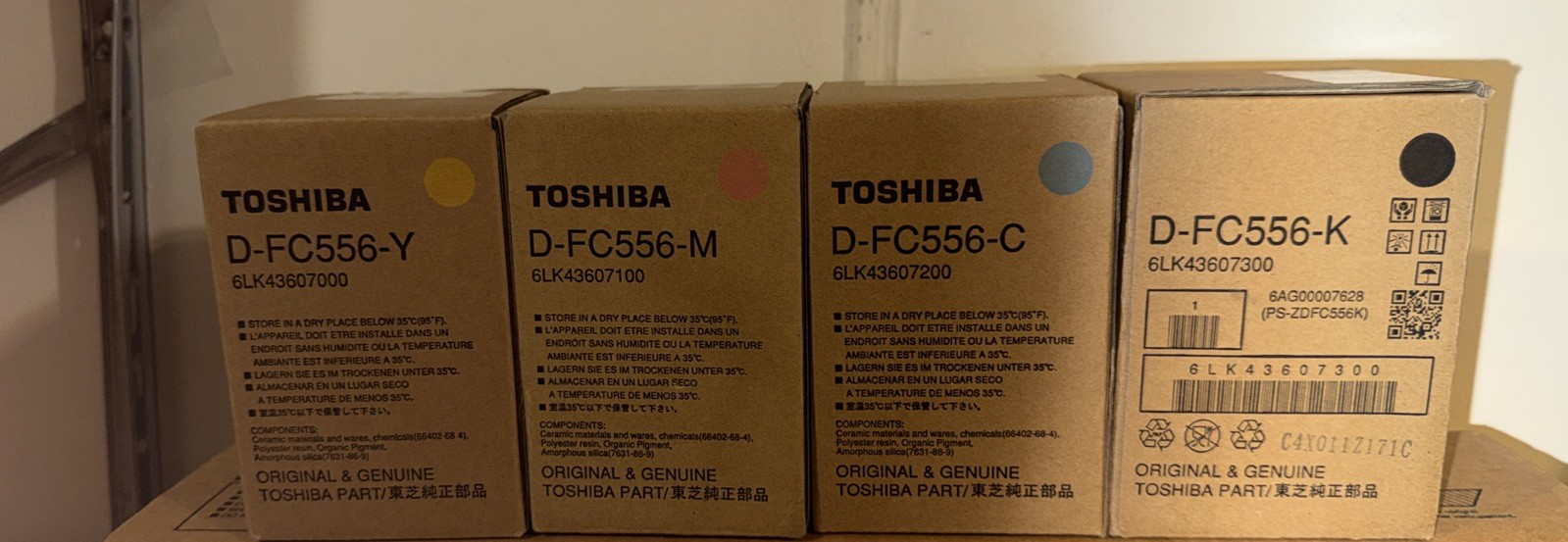 OEM D-FC556-C Toshiba e-Studio 5516AC Developer Set B/Y/C/M SET OF 4 NEW IN BOX.
