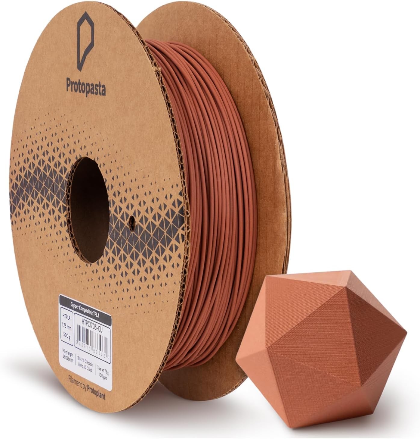 Copper Filled PLA 3D Printer Filament ProtoPlant Metal-Filled