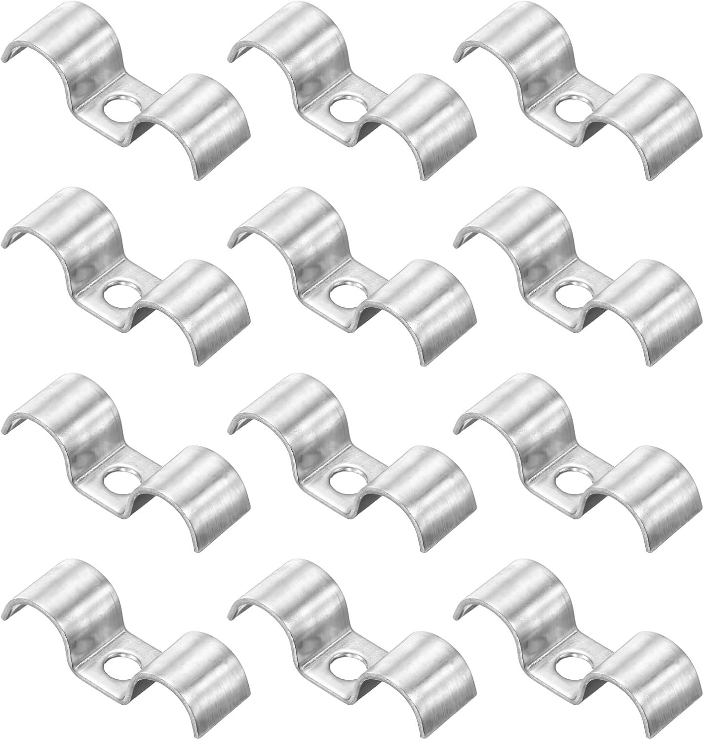 12 Pcs 12 mm Stainless Steel Brake Double Line Clamp for Fuel Lines Clips