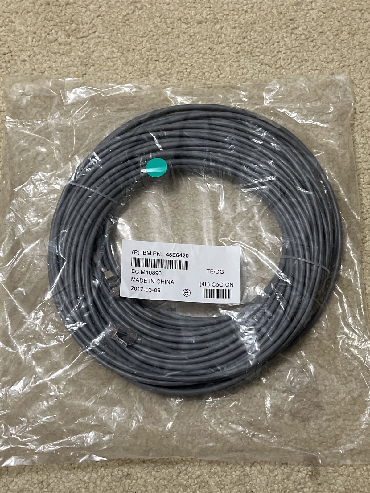 NEW 45E6420 IBM 100' Cat5 Ethernet Cable #194E