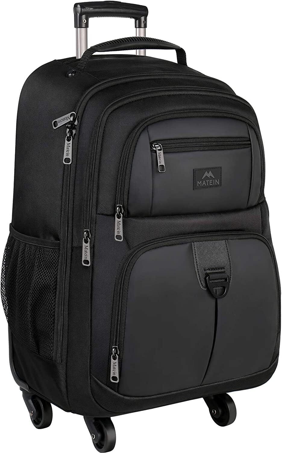 MATEIN Rolling Backpack with 4 Wheels, 17 inch Roller Travel 17 inch, Black 