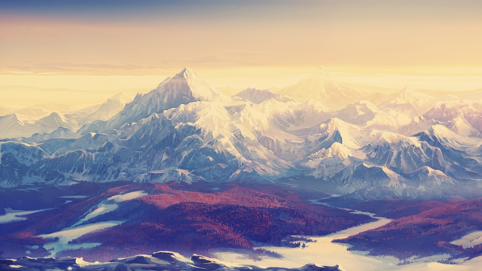 Landscape mountains gold coast nature snowy peak Custom Gaming Mat Desk