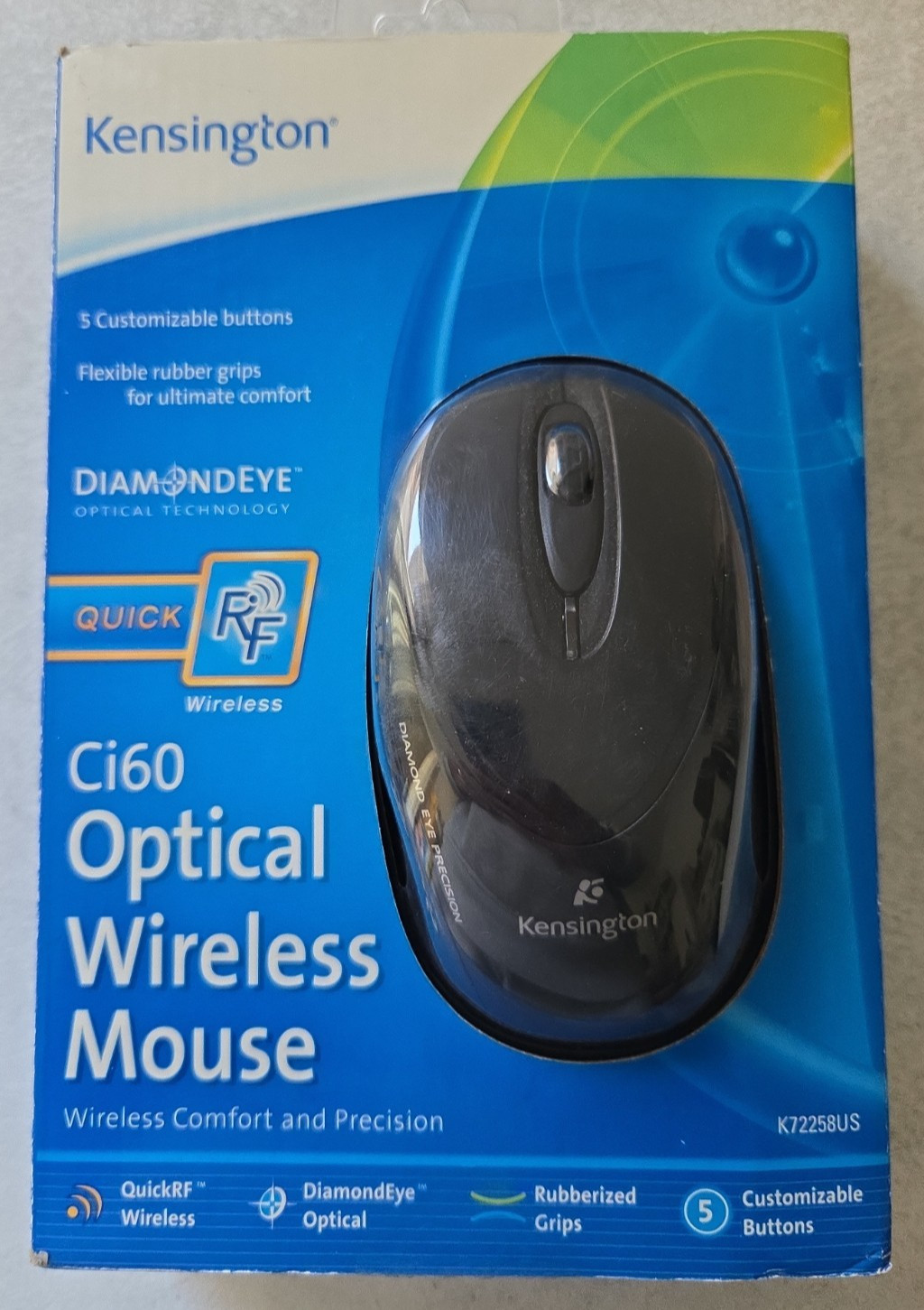 *************** NEW Kensington Ci60 K72258US Optical Wireless Customizable Mouse