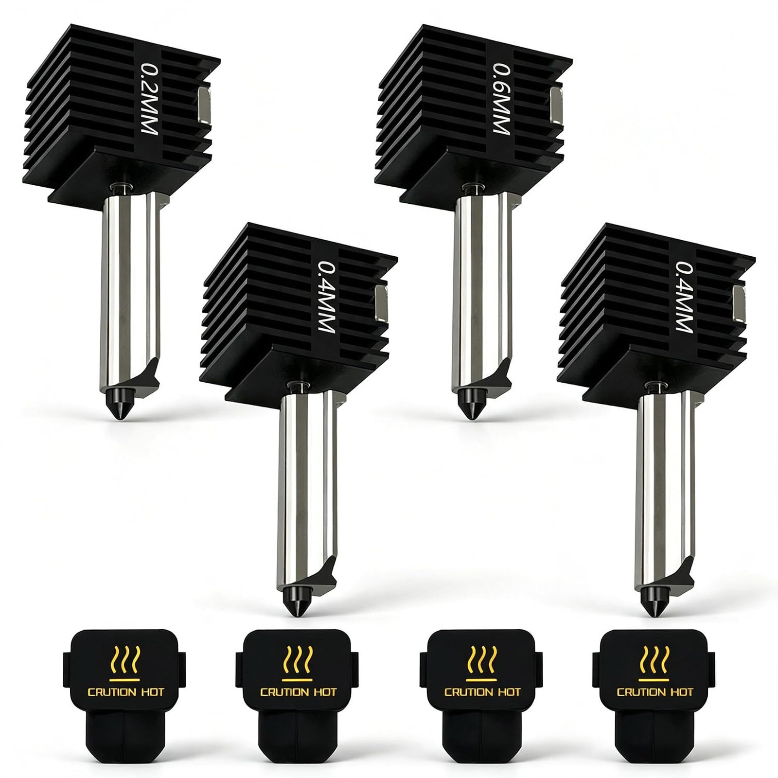 4‑Pack 0.2/0.4/0.6mm A1 Mini Hotend Kit for Bambu Lab A1/A2L Nozzle