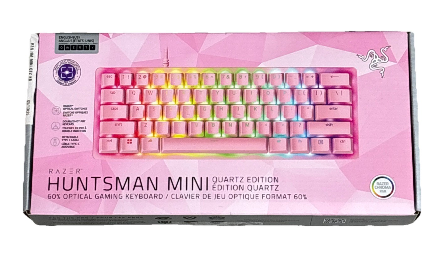 Razer Huntsman Mini 60% Clicky Optical Gaming Keyboard Quartz Pink New Sealed