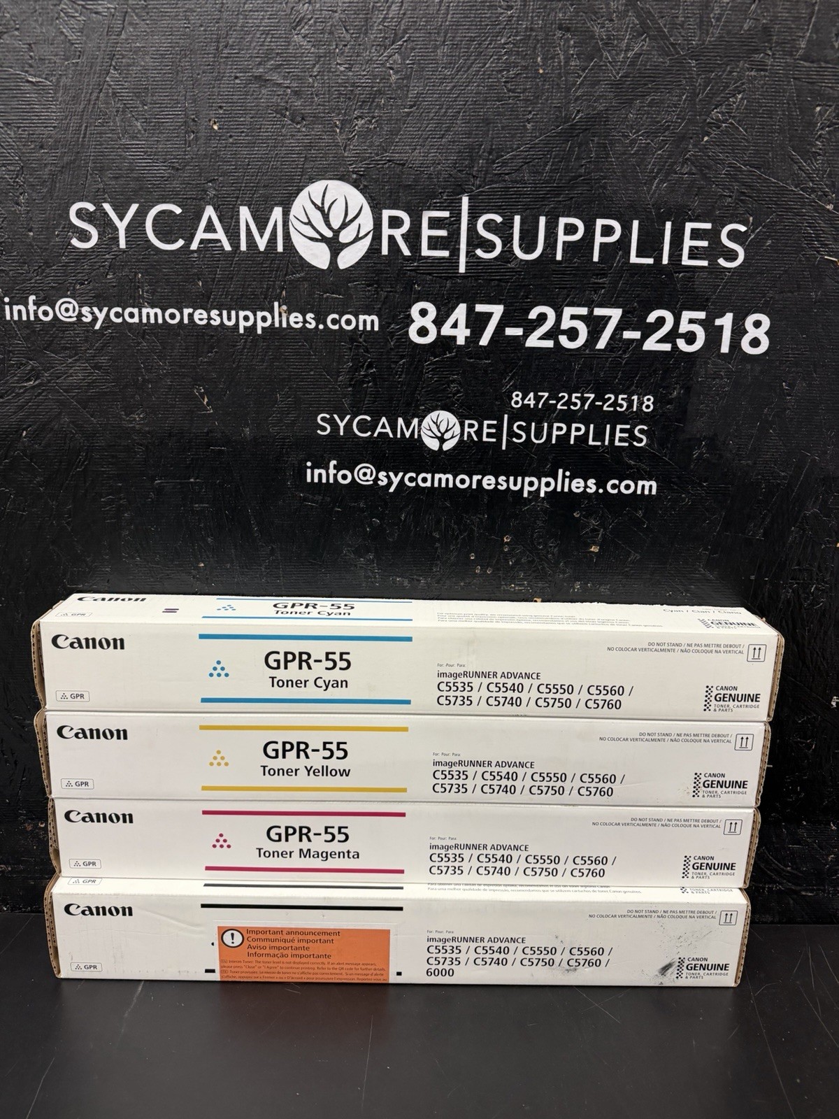 CANON GPR-55 Toner Cartridge Set Black Cyan Magenta Yellow  C5535i  C5540i