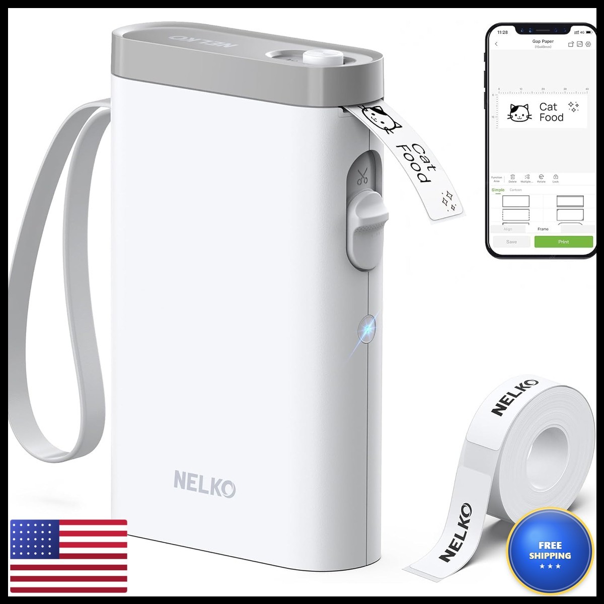 Nelko P21 Label Maker Machine with Tape - White