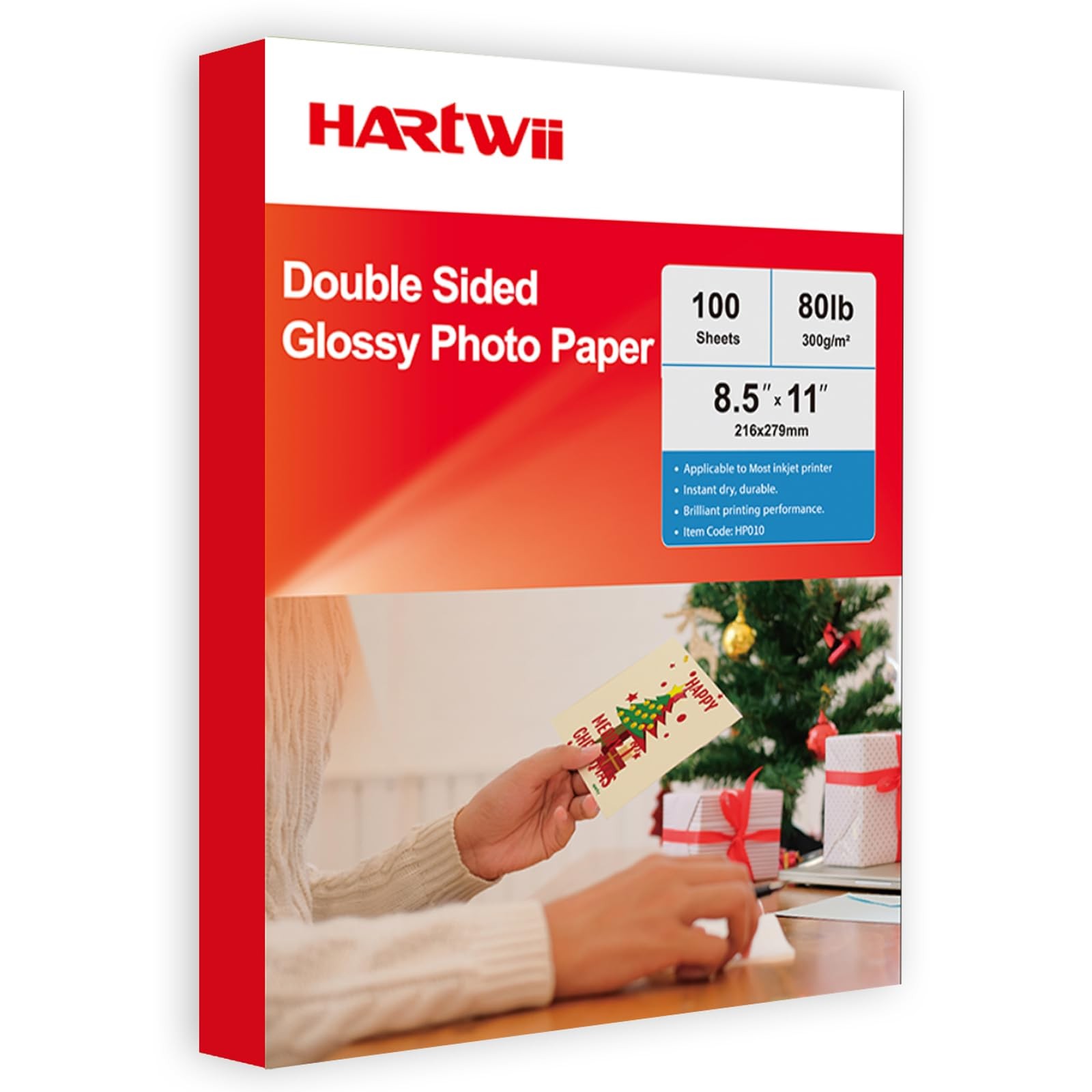 300gsm Double Sided Glossy Thick Photo Paper 100 Sheets 8.5x11 Inches for Ink...