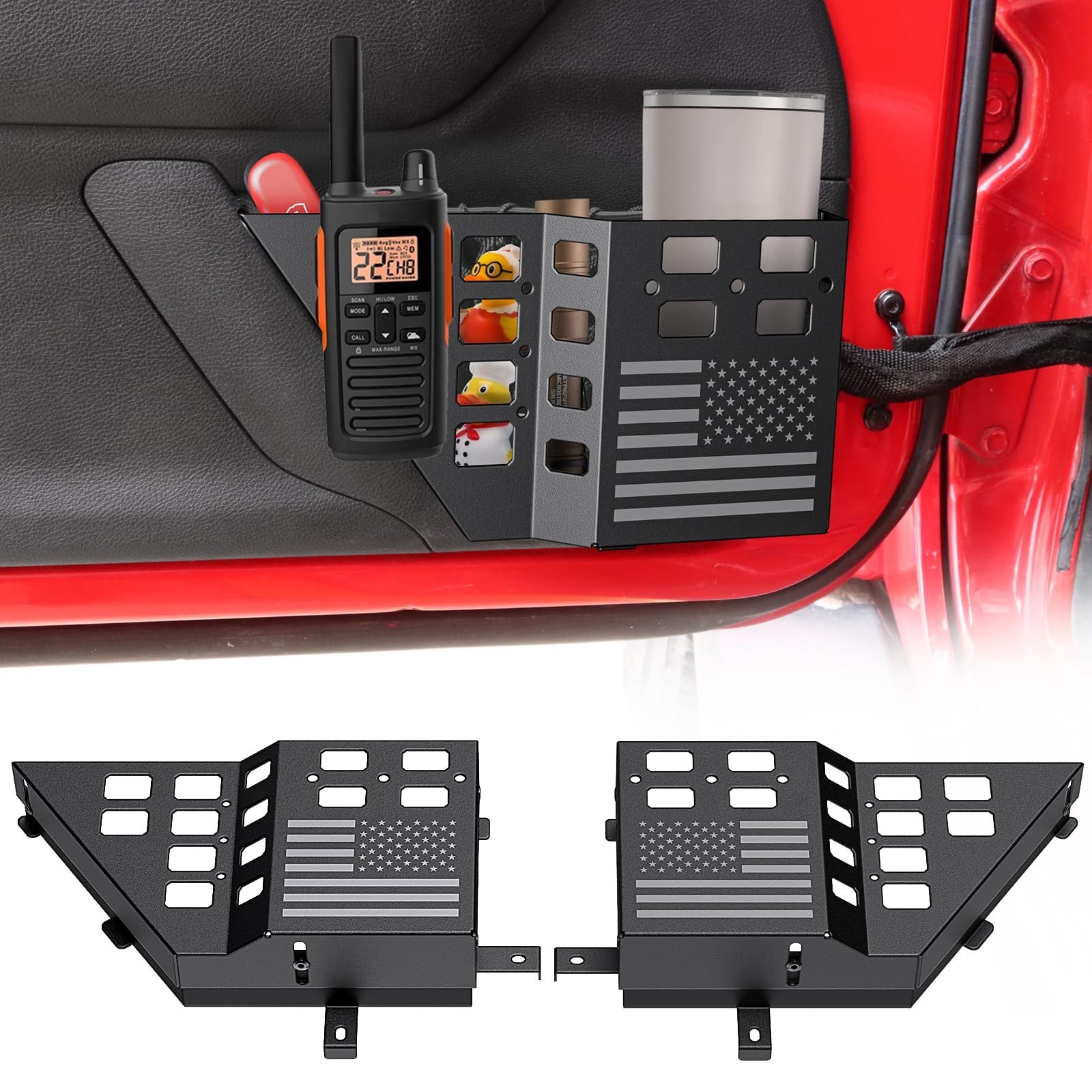 Upgraded Metal Front Door Pocket Storage Box for Jeep Wrangler JK JKU 2018 20...