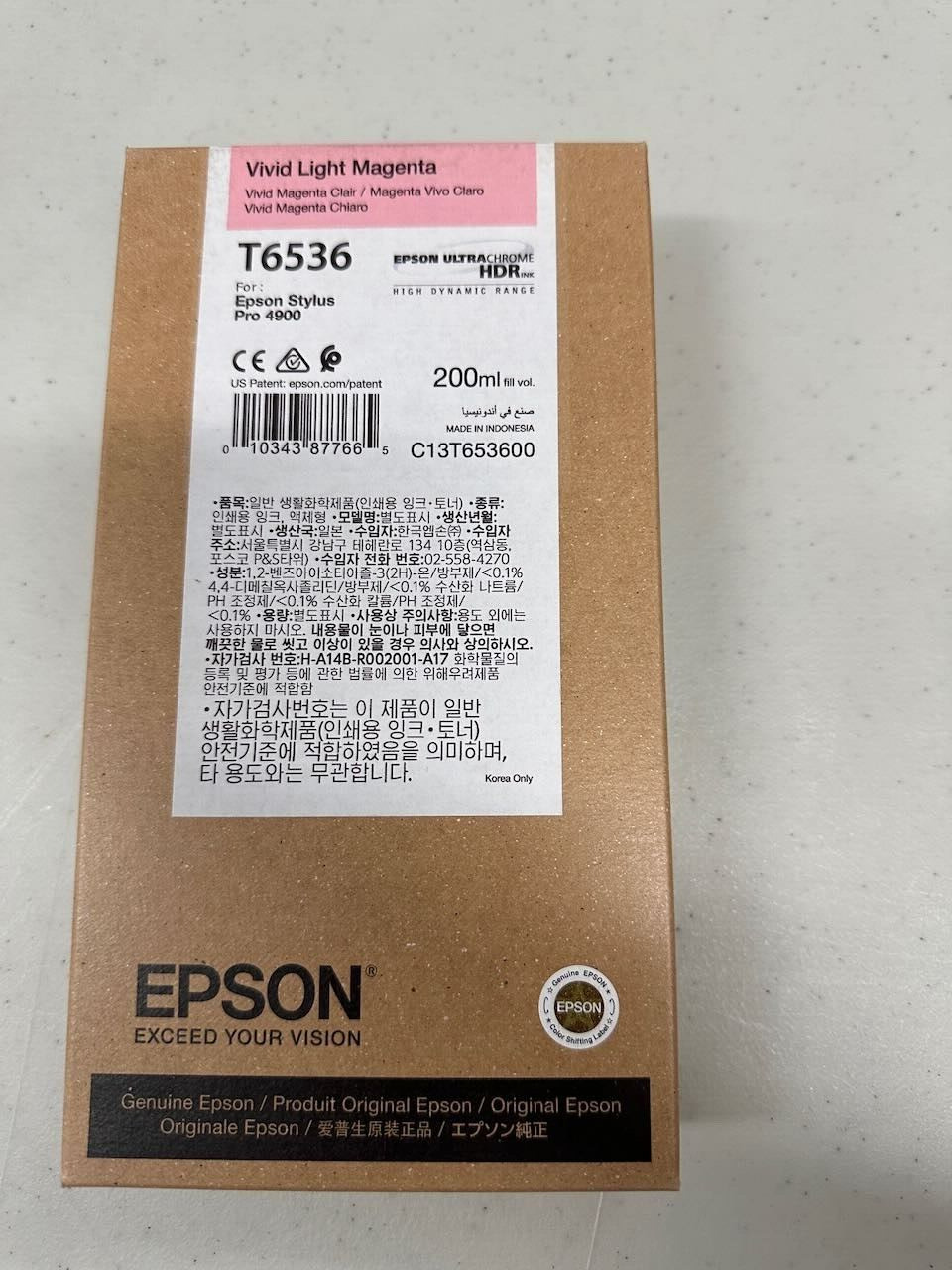 Genuine Epson T6536 Vivid Light Magenta Ultrachrome HDR Ink 4900 exp: 09/21/2021