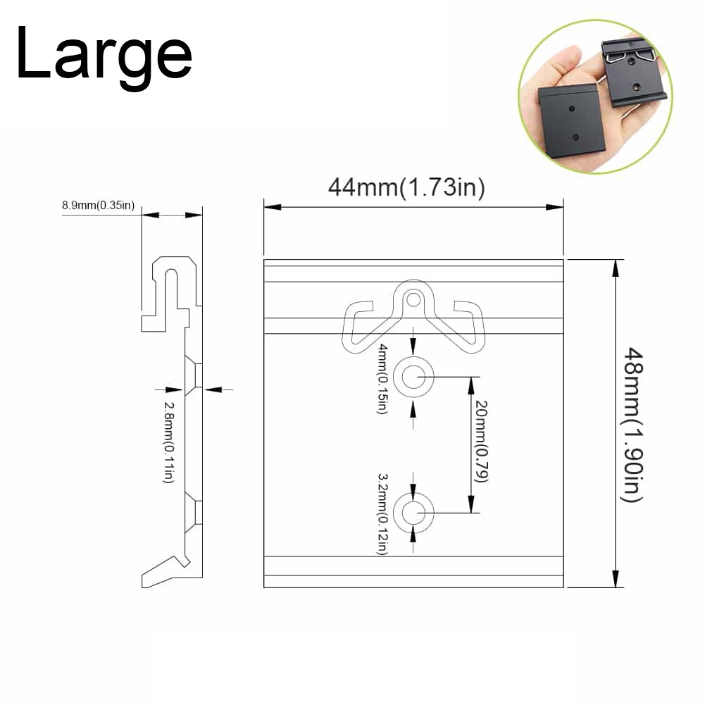 4PCS 35mm Universal DIN Rail Clip Black Medium Fixed Clamp 1.73" Width