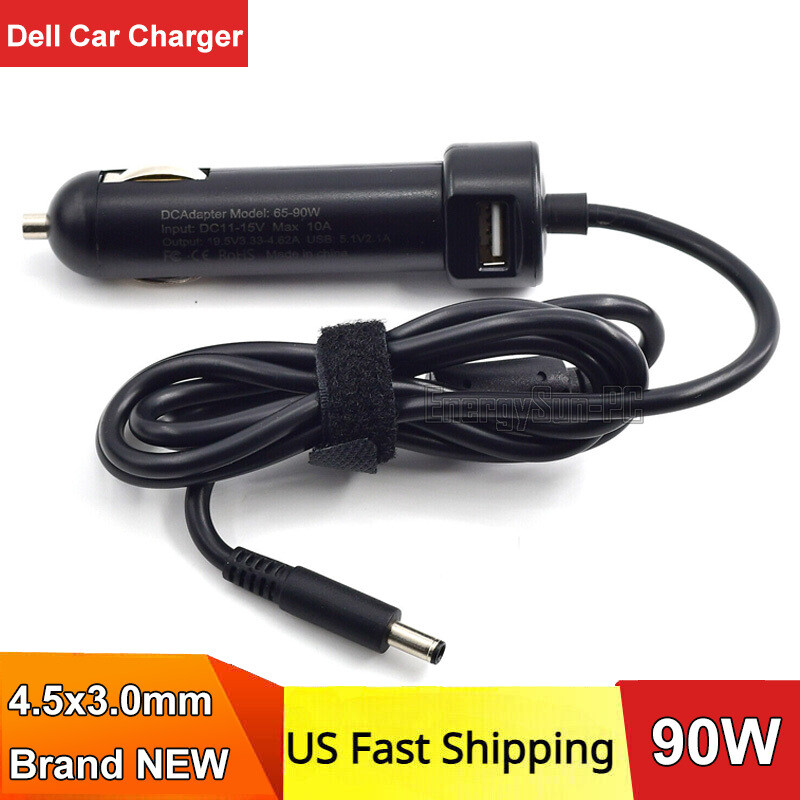 Car Charger Adapter fr Dell Latitude 12 7212 7220/14 3490/15 3510 3590 Vostro 13