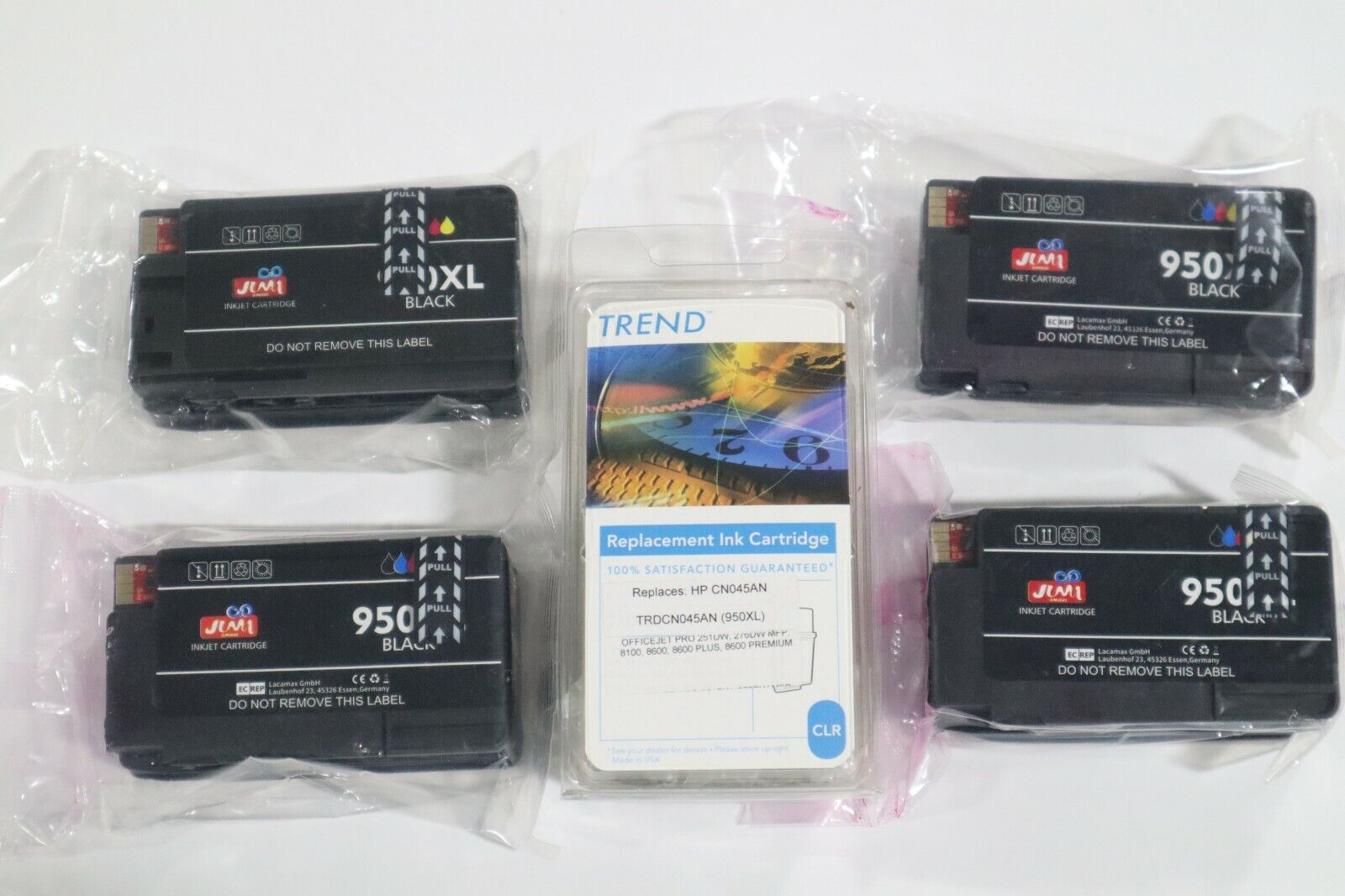 5pks,  950-XL INK CARTRIDGES BLACK INDIVIDUALLY SEALED IN PLASTIC BAG     A495