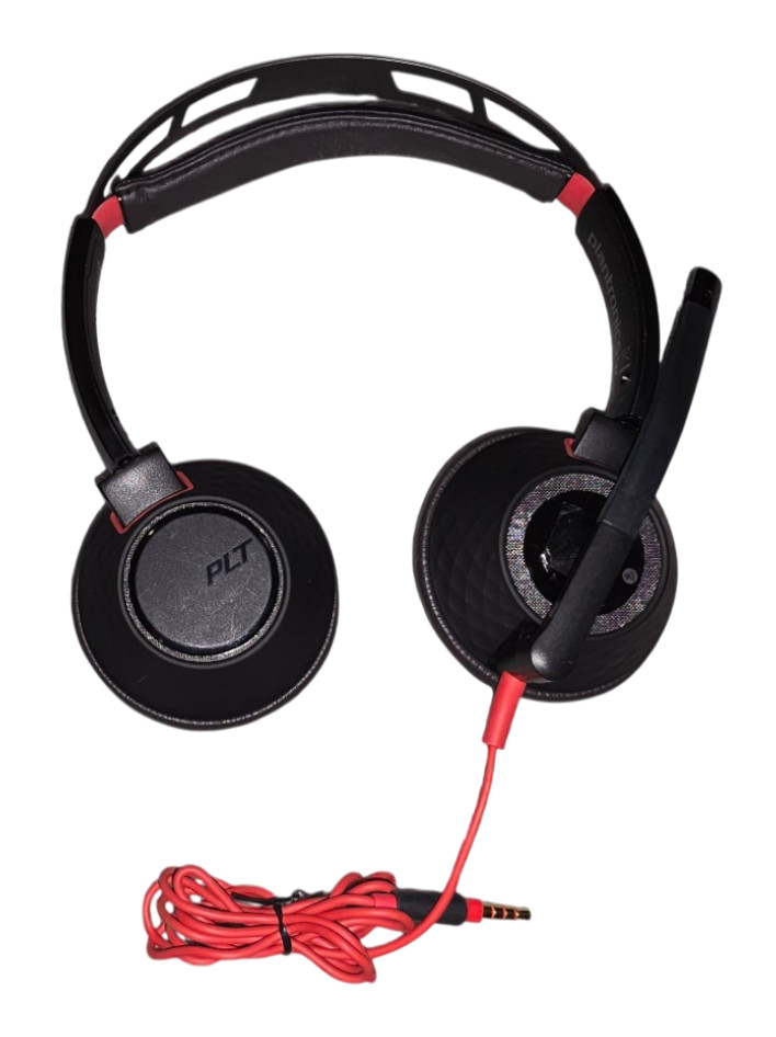 Plantronics Blackwire C5220T Wired Stereo Headset 3.5mm Boom Mic Red Tested