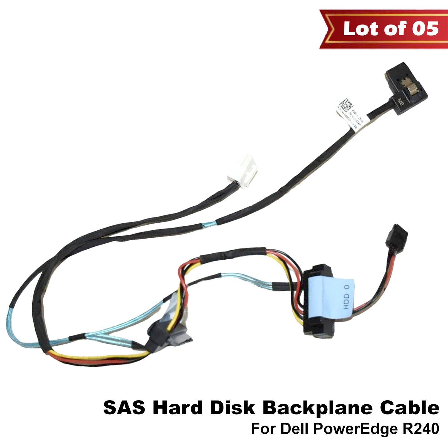 Lot of 5 Dell PowerEdge R240 SAS/SATA Hard Disk Backplane Cables VG7KV 02KN4G
