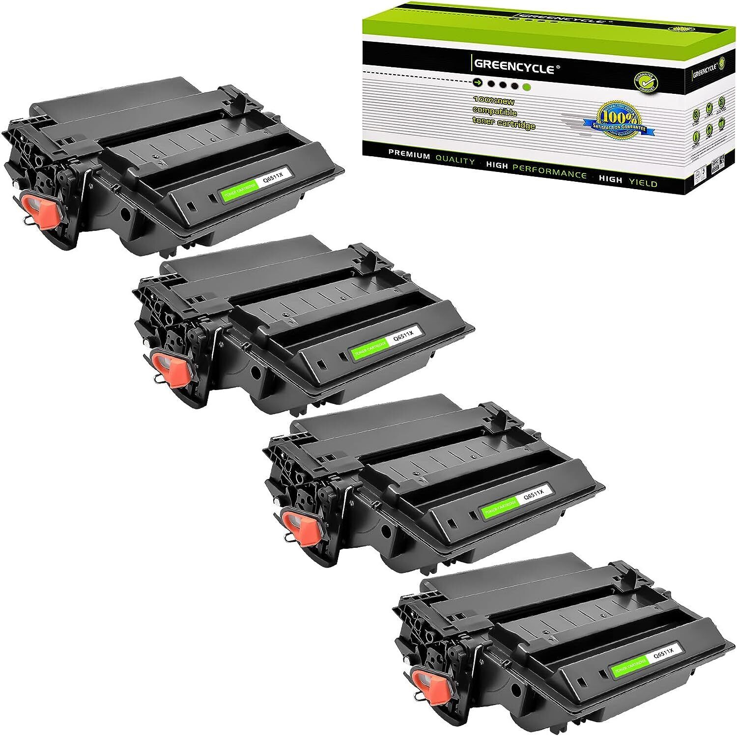 4PK Greencycle Compatible Toner fit for HP 11X Q6511X use in LaserJet 2400/2410