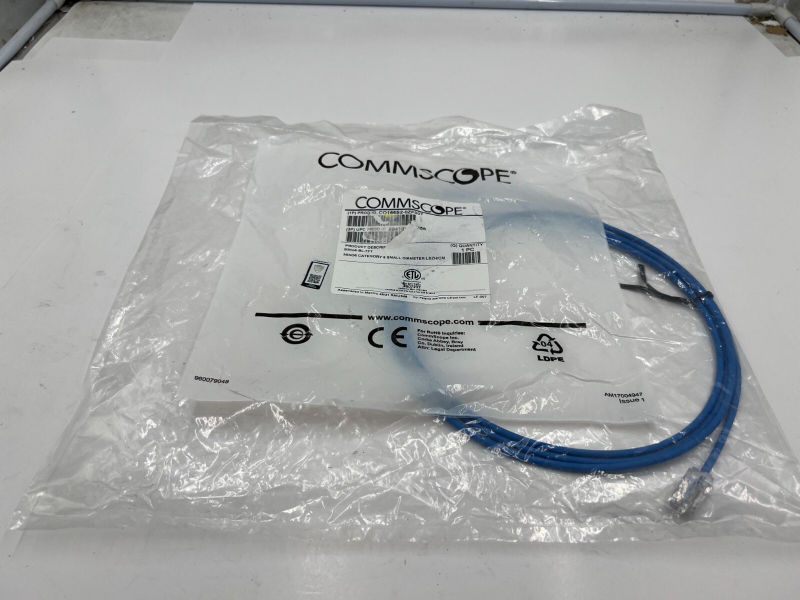 (QTY 3) Commscope OEM CO166S2-0ZF007 Copper Patch Cord Cat 6 7 ft. Blue