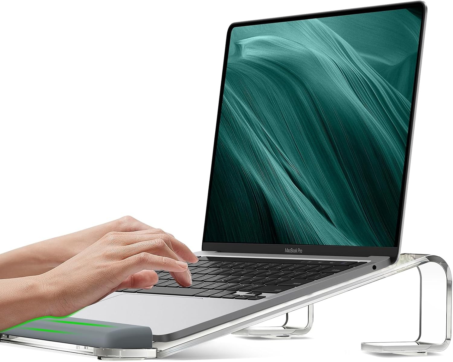 Clear Acrylic Laptop Stand for Desk with Wrist Rest Ergonomic Detachable Mount