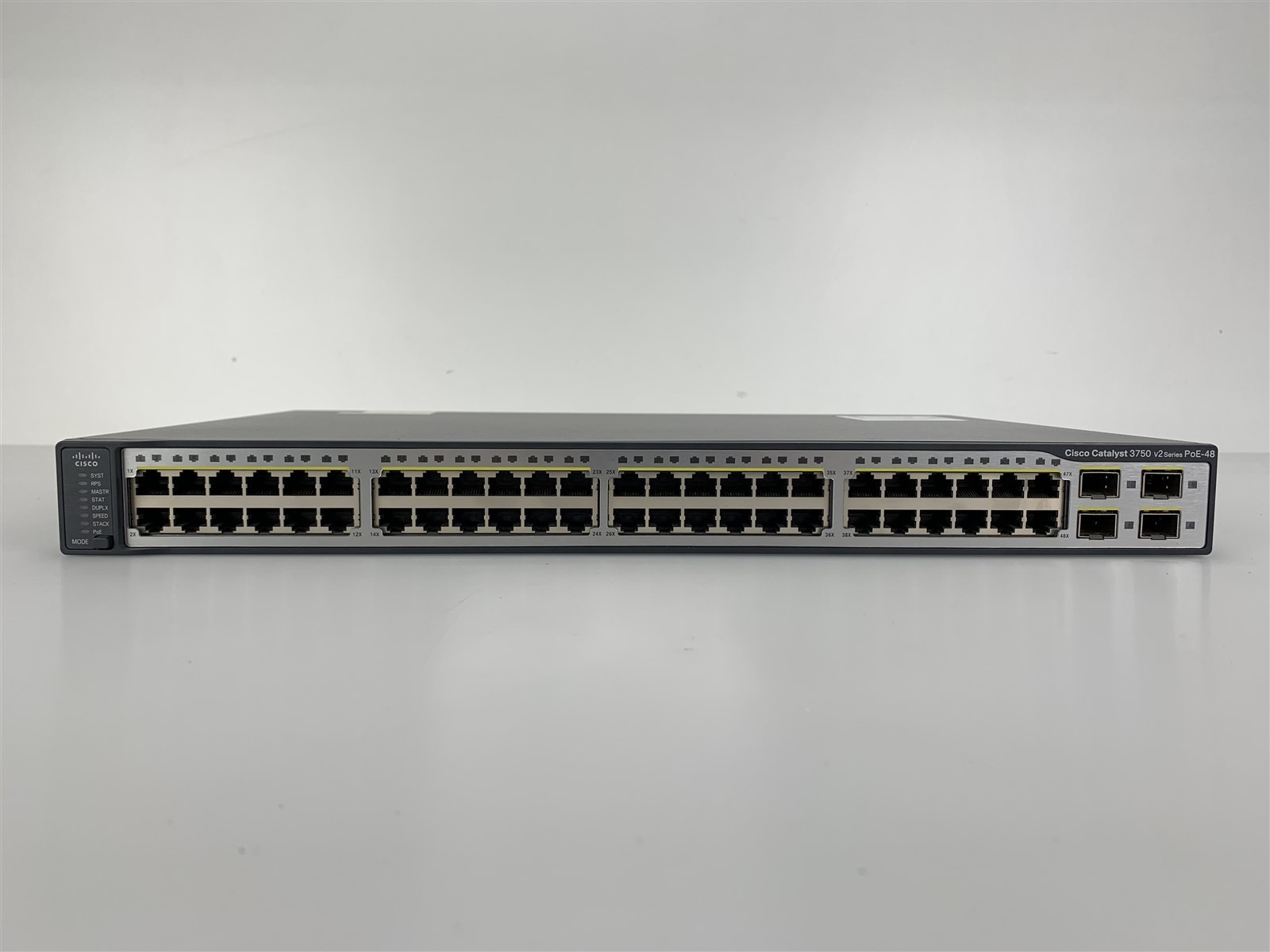 Lot of 2 - Cisco Catalyst 3750 v2 PoE-48 Port Network Switch WS-C3750V2-48PS-S
