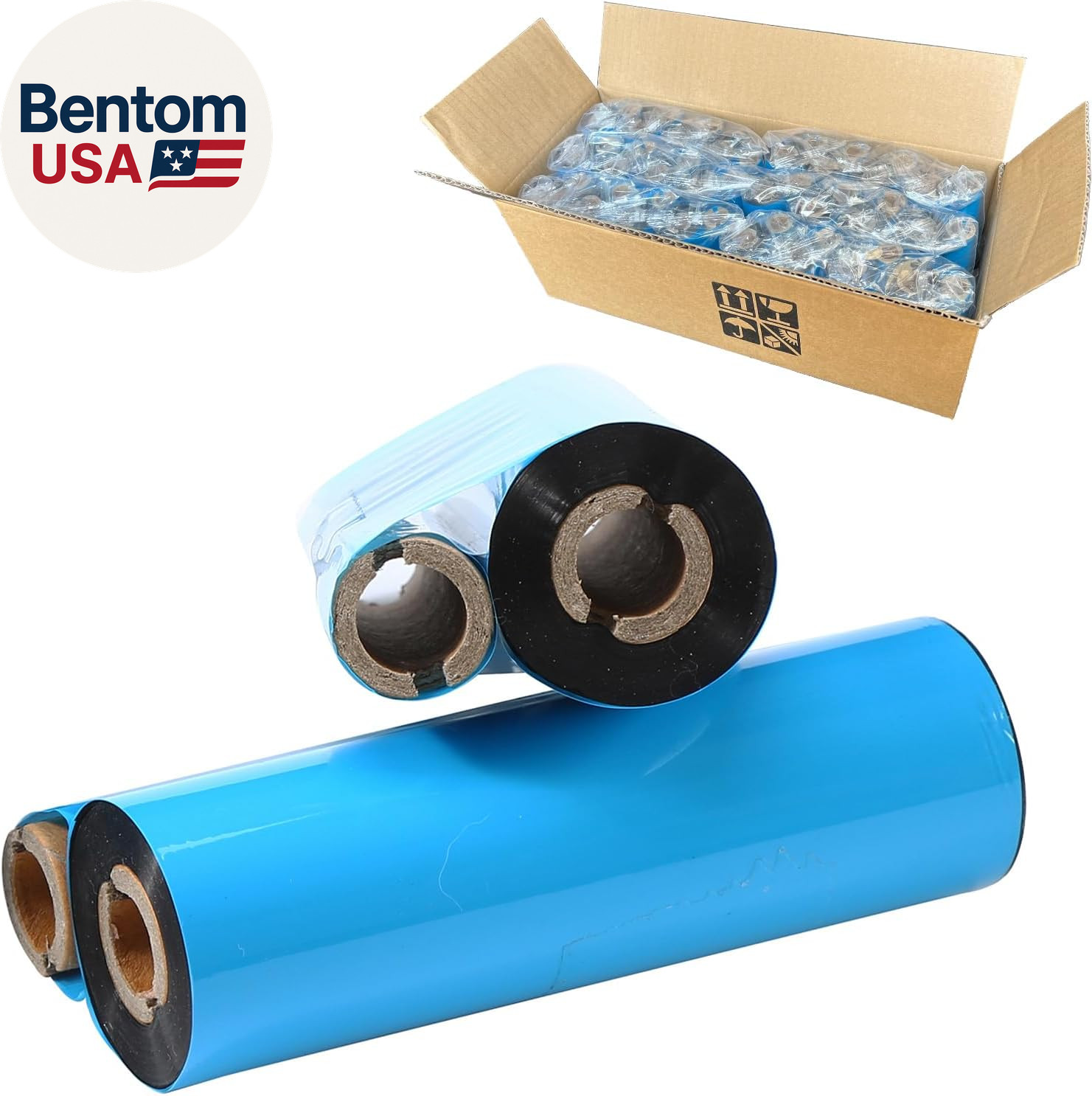 24 Rolls 4.33'' X 244' Premium Resin Enhanced Wax Ribbon, 110Mm X 74M Black Ther