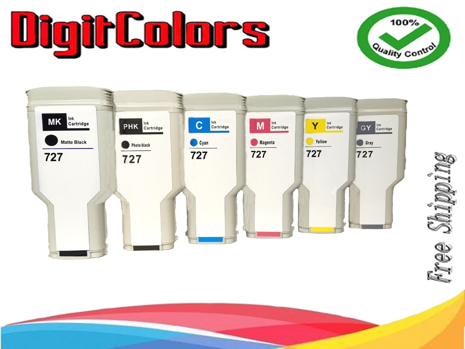 727 300ml compatible ink cartridges for HP  Designjet T1530 T2500 T2530  SET 6