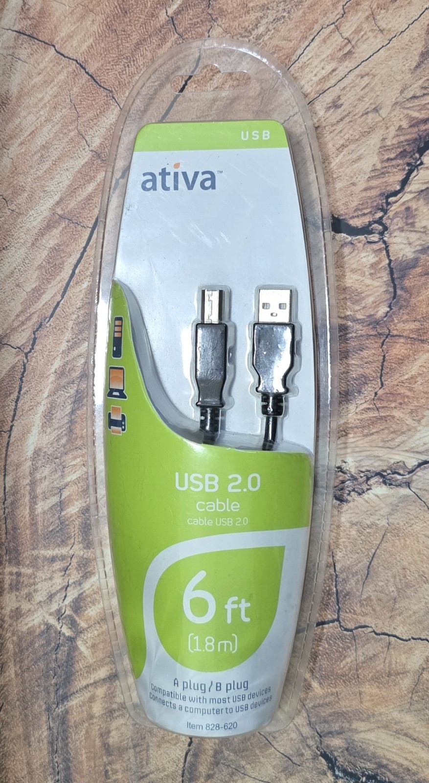 Ativa 2.0 A/B Cable USB 2.0, 6 Ft. New Sealed 