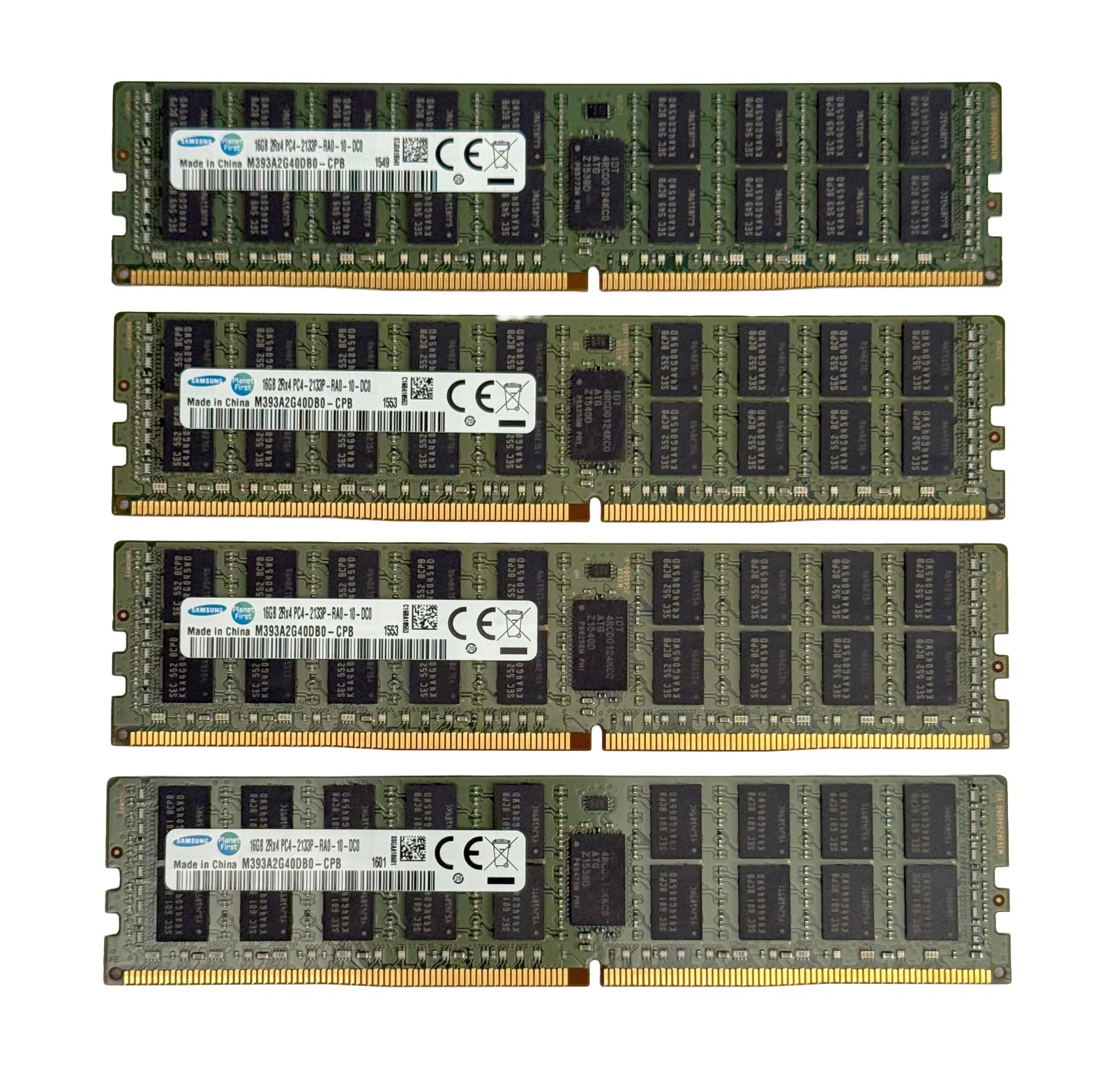 4x Samsung 16GB 2Rx4 PC4-2133P-RA0-10-DC0 DDR4 ECC Server RAM M393A2G40DB0-CPB