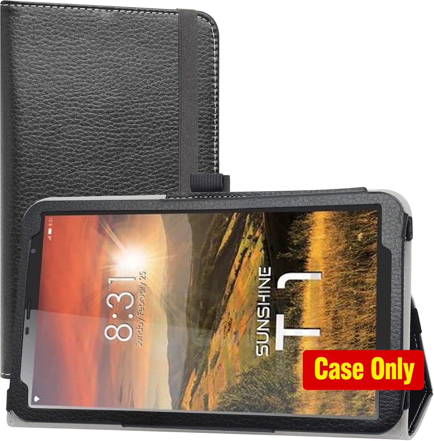 Slim Folding Stand Cover Case in Black for 8" Sunshine T1 Elite and More