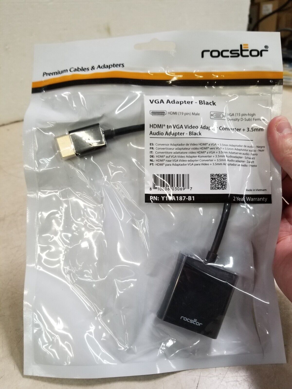 Rocstor Y10A187-B1 HDMI to VGA M/F 3.5mm Audio Cable Adapter - Black