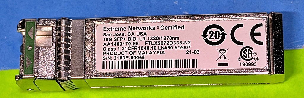AA1403170-E5 Extreme Networks Avaya Finisar FTLX2072D333 SFP+ BiDi 1331nm 10G 10