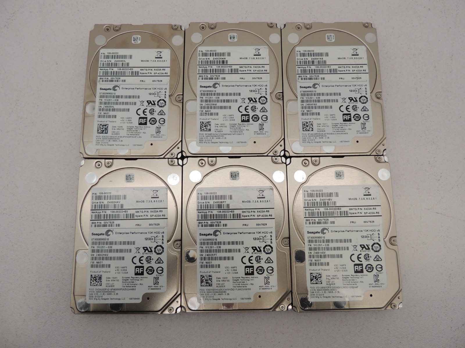 Lot of 6 Seagate 900GB 10K 12Gbps SAS 2.5" Server Hard Drive ST900MM0018