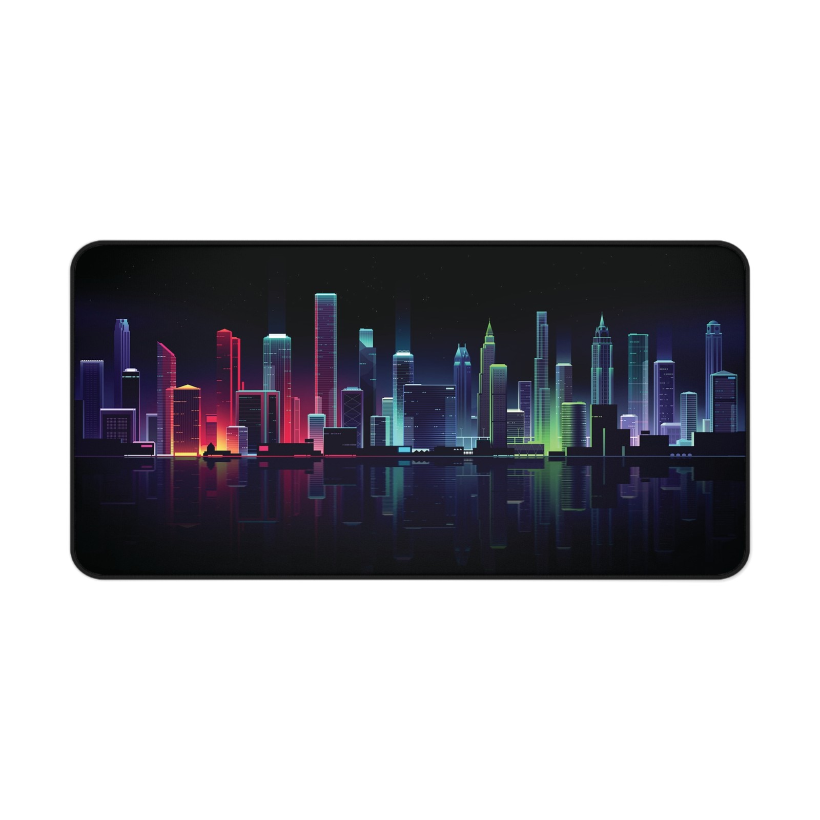 Neon Skyline Desk Mat | Cyber City RGB Mousepad