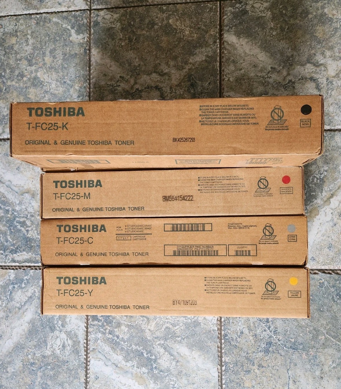 Toshiba TFC25 Toner Cartridge Set T-FC25-K T-FC25-C T-FC25-M T-FC25-Y