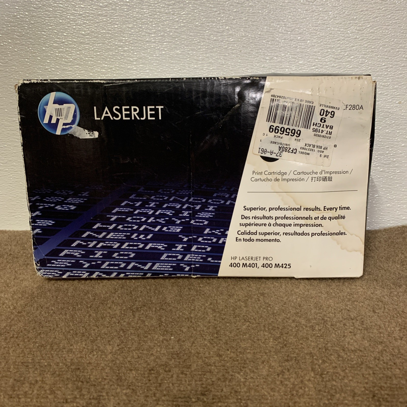 HP 80A Black Genuine Laser Toner Cartridge (CF280A) New Torn Box