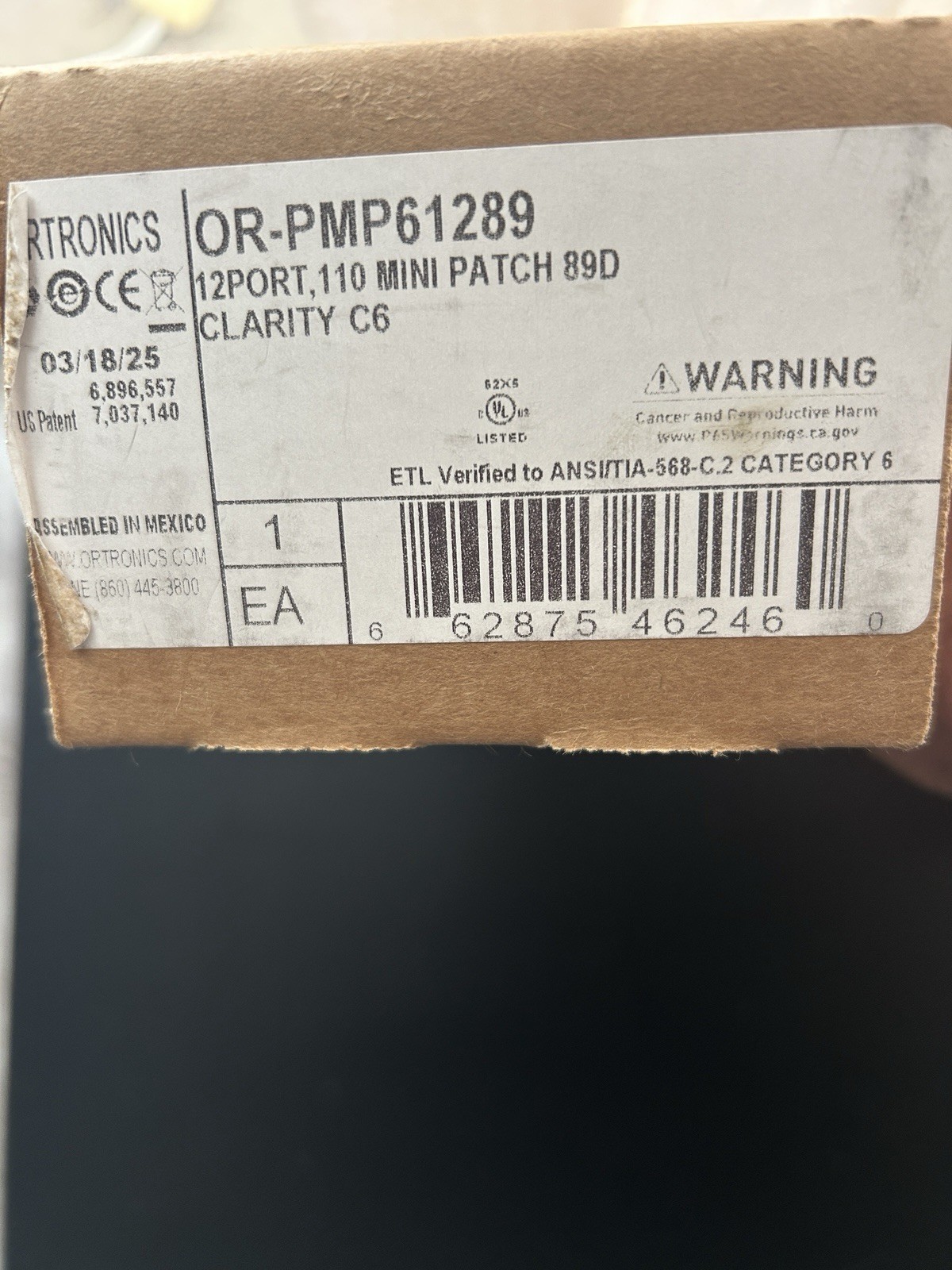 ORTRONICS OR-PMP612H ORPMP612H HINGED 12 PORT CAT 6 MINI PATCH PANEL 110