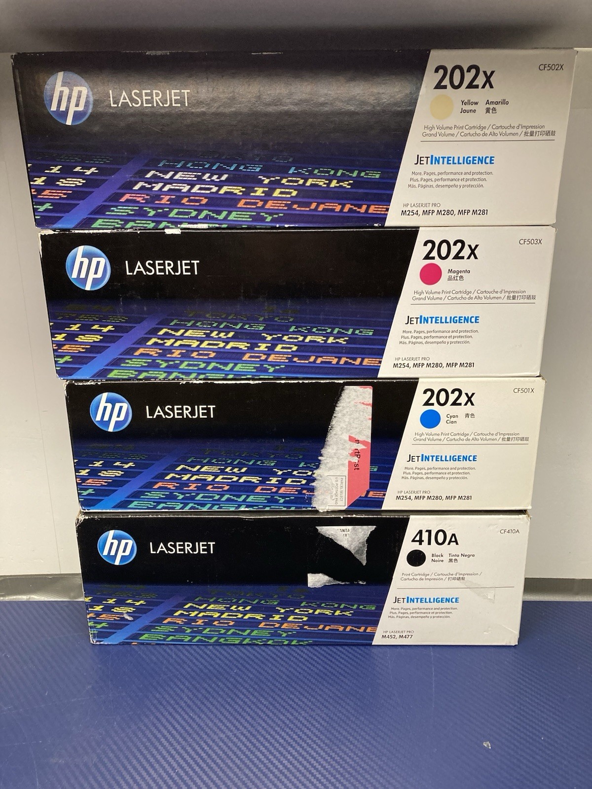 Lot of 4 Genuine HP 202X CF500X Cyan, Magenta, Yellow, Black High Yeld Toner