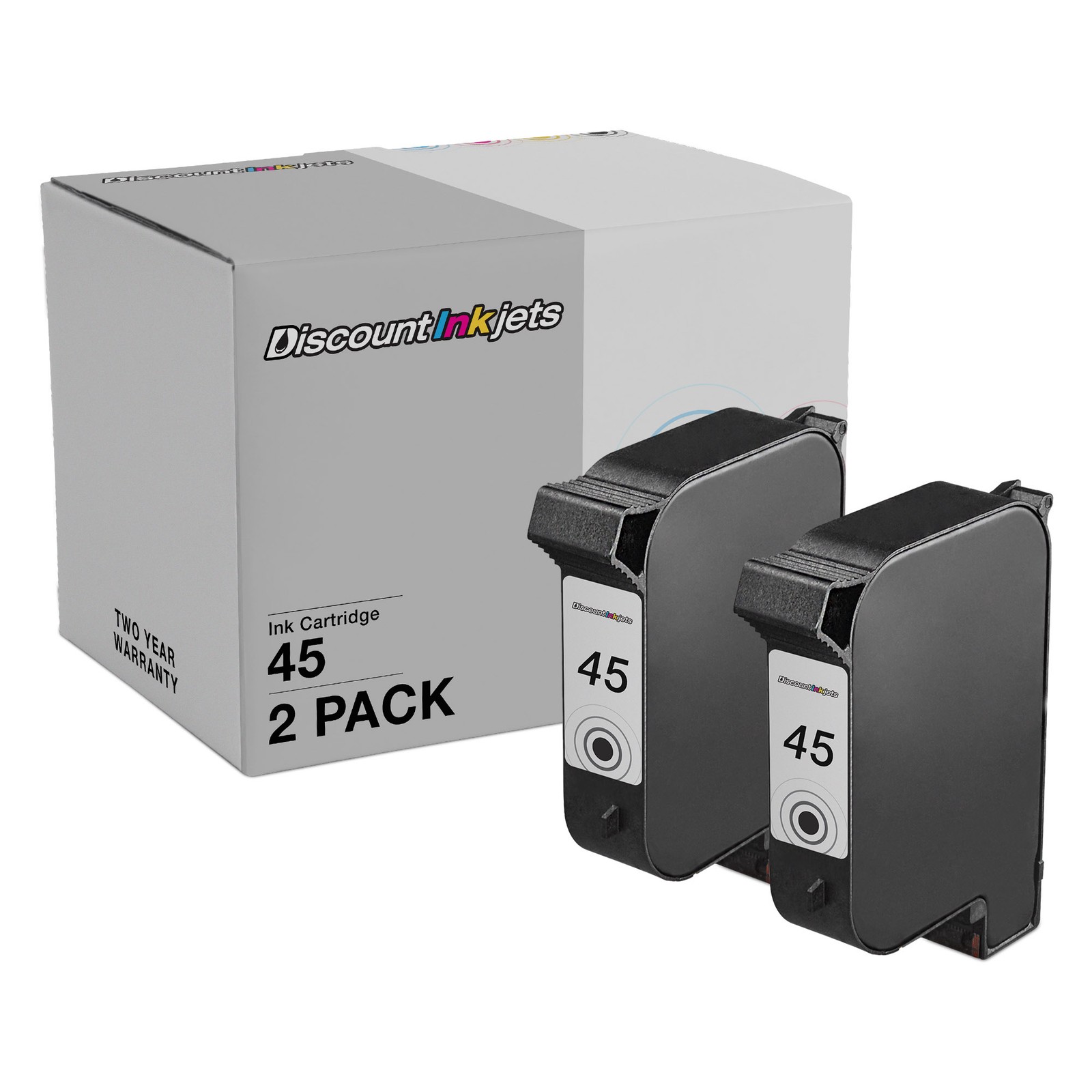 Reman Replacement for HP 45 51645A Ink Cartridges 2-Pack