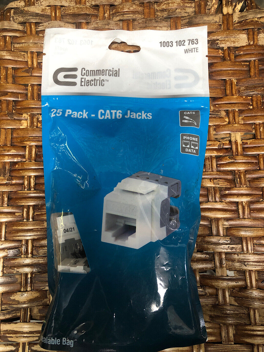 ~NEW~ Commercial Electric Cat-6 Jack in White (25-Pack)