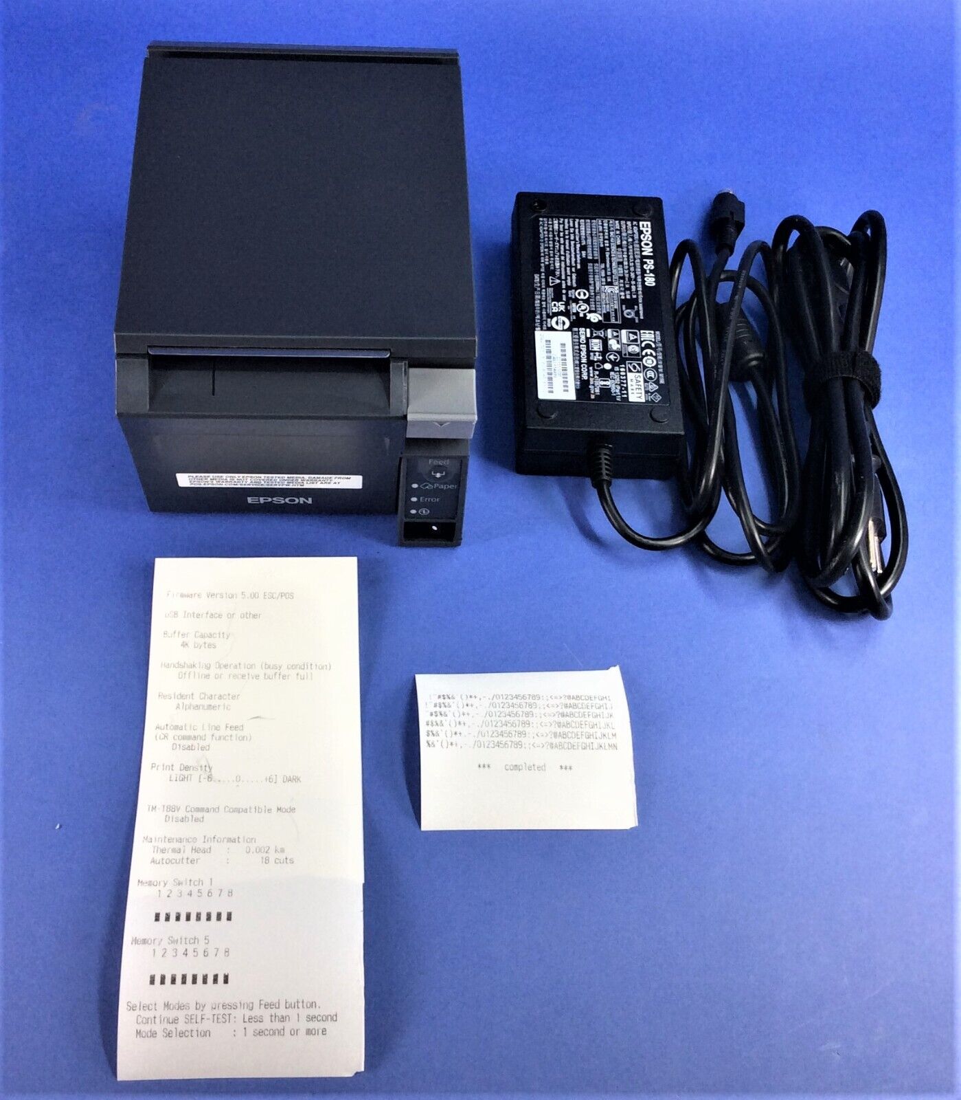 EPSON TM-T70II M296A Thermal POS Receipt Printer w/ Power USB, PS-180 adpt, Cord