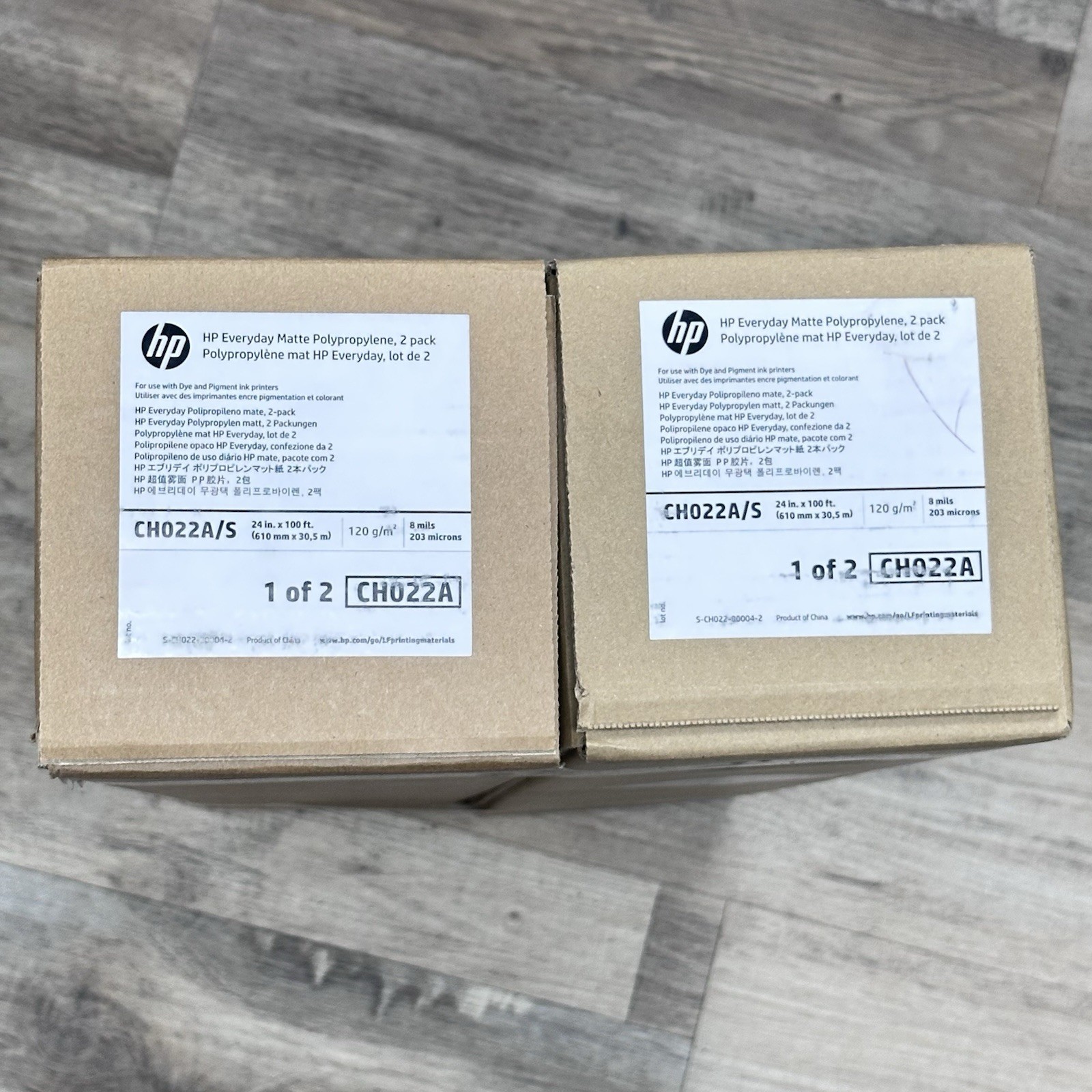 2 ROLLS~ GENUINE~ HP CH022A EVERYDAY MATTE POLYPROPYLENE 24"x100’ Roll FAST SHIP