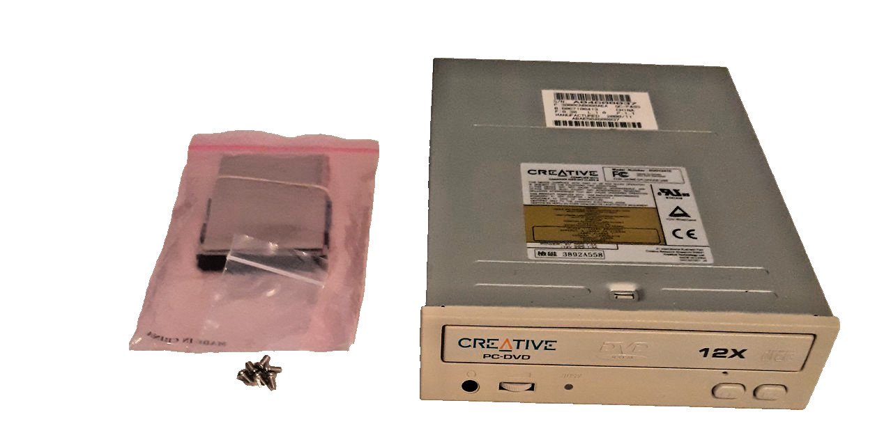 VINTAGE CREATIVE LABS DVD (DVD1241E), BEIGE IDE DVD READER FOR VINTAGE DESKTOPS