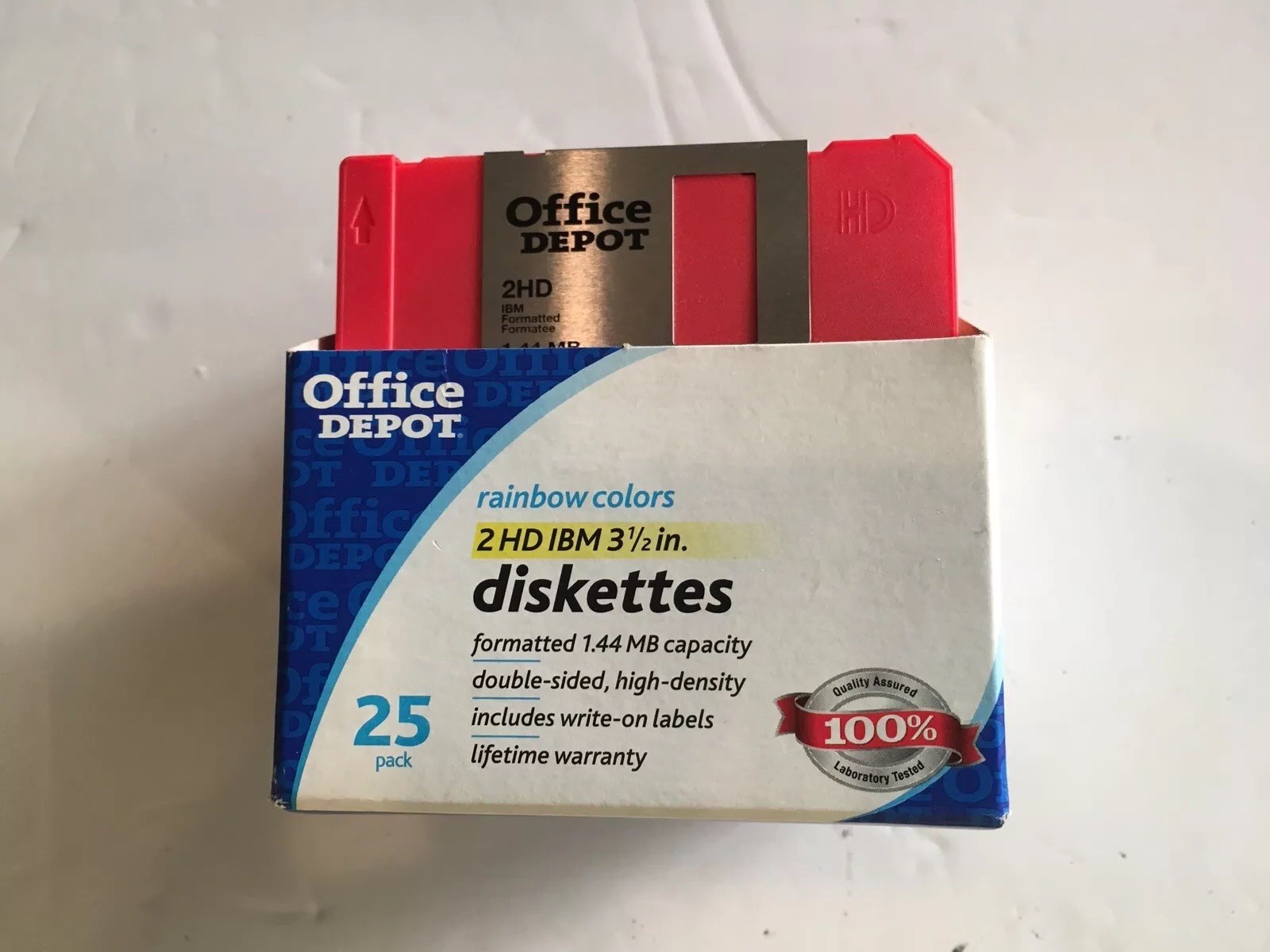 24 -Pack 2HD IBM 3.5"  Diskettes Rainbow Colors Office Depot New Open Package 